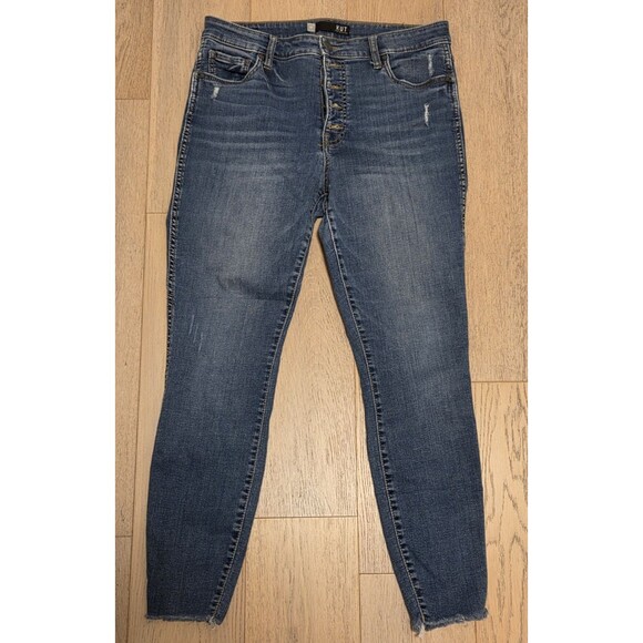 Kut from the Kloth Denim - KUT From The Kloth Jeans Womens 12 Button Fly High Rise Raw Hem Ankle Stretch